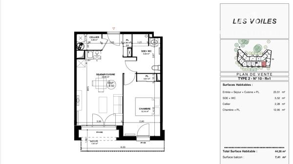 Appartement T2 44,26 m2 en VEFA Détails des diagnostics énergétiques