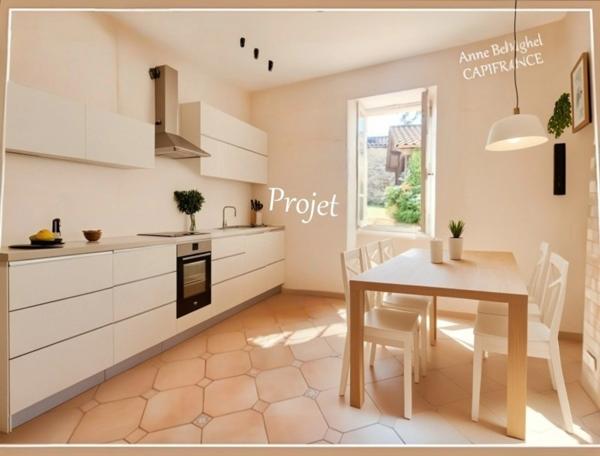 LAMONTJOIE- Centre village - Maison en pierre 140 m2 avec garage,dépendances et grand jardin