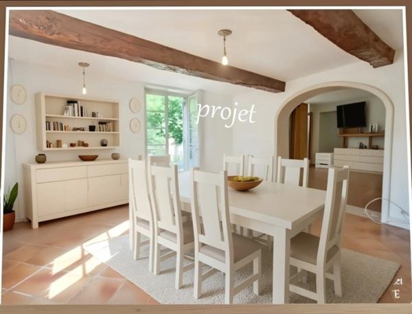 LAMONTJOIE- Centre village - Maison en pierre 140 m2 avec garage,dépendances et grand jardin