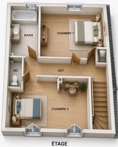 Maison familiale 5 pièces avec jardin clos – Lussant 17430