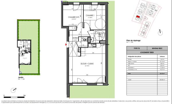 Appartement T3 avec jardin privatif à St Sylvain D'Anjou