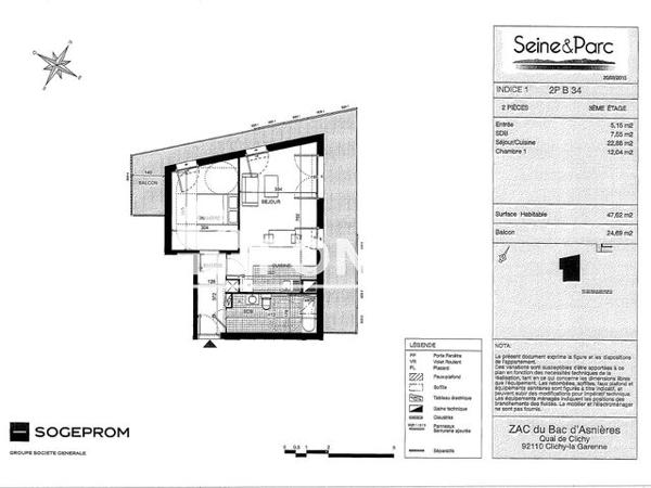 Location Appartement 2 pièces 47.62 m² - BATIMENT B Clichy 92110