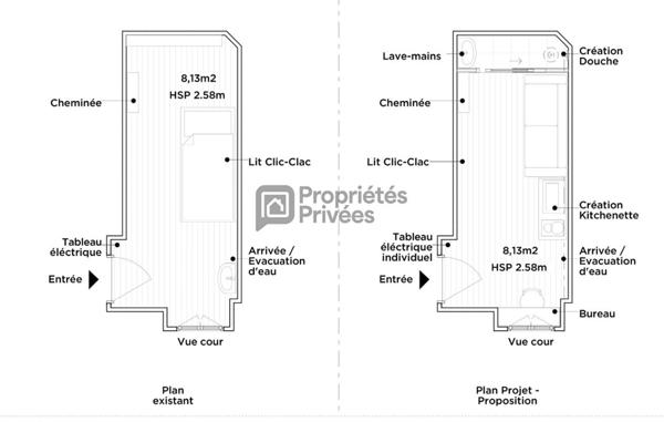 75008 Paris - COUP DE COEUR - Chambre de bonne - 8.13 m2 - 20m3 -  VUE SACRÉ-COEUR