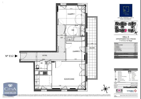 Appartement à louer 3 pièces 69.59m²