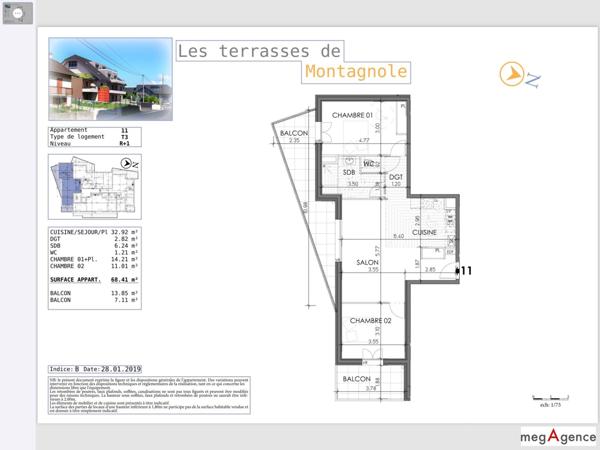 Appartement à VIVIERS-DU-LAC, 73420 - 3 pièces 68m²