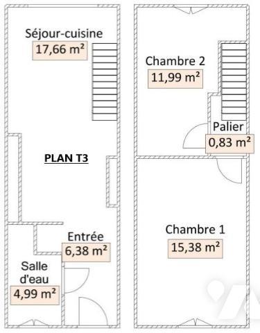 spécial investissement, type 3 loué de 57m²