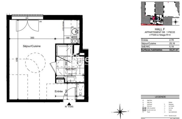 Location Studio 33.21 m² - Courbevoie 92400