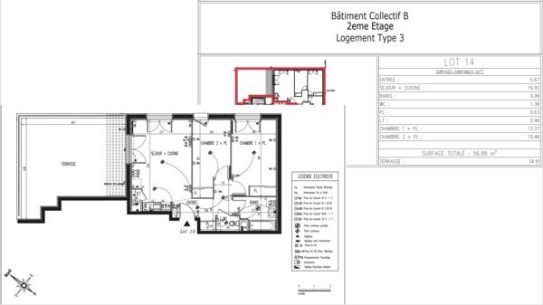 Poitiers (86000) POITIERS T3 NEUF 57m2 avec terrasse 35 m2