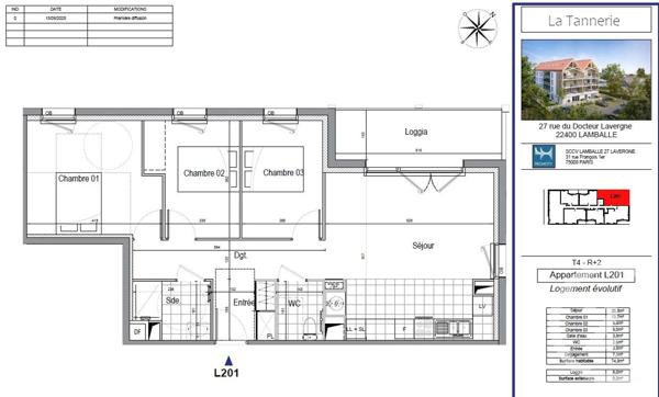 Appartement à vendre  4 pièces - 74,90 m2 LAMBALLE - 22