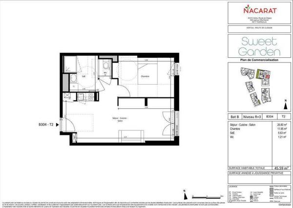 Appartement 2 pièces                                        - 44120 Vertou Réf : 11786