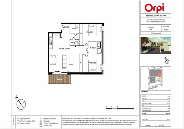 Appartement à vendre    3 pièces • 65,06 m2 Saint-Orens-de-Gameville