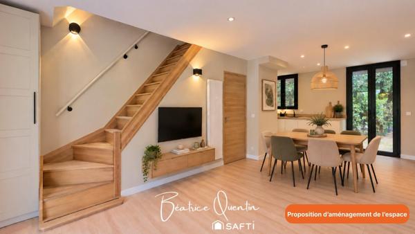 Maison rénovée, plain-pied, 900 m2, RER C à pied