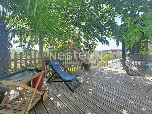 Maison ossature bois à vendre Noailles : 85 m2 habitable - 3 chambres - Triple Garage - Terrain arboré avec goût 1 200m2 - Vue imprenable