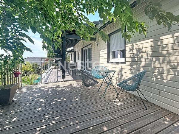 Maison ossature bois à vendre Noailles : 85 m2 habitable - 3 chambres - Triple Garage - Terrain arboré avec goût 1 200m2 - Vue imprenable