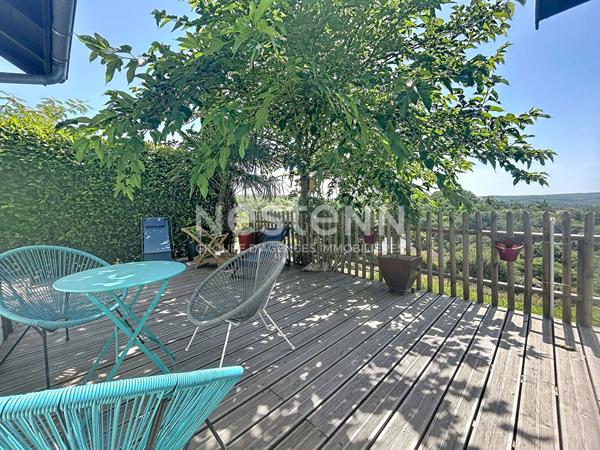 Maison ossature bois à vendre Noailles : 85 m2 habitable - 3 chambres - Triple Garage - Terrain arboré avec goût 1 200m2 - Vue imprenable