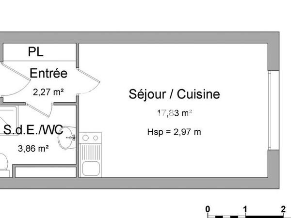 Location Studio 23.96 m² - 25-27 RUE OCTAVE FEUILLET Nantes 44000