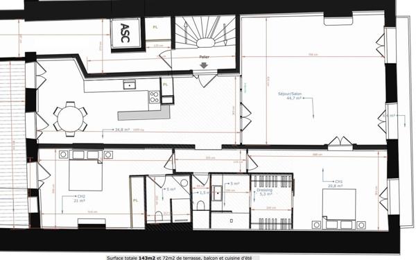 Appartement à vendre    3 pièces • 140 m2 Sète