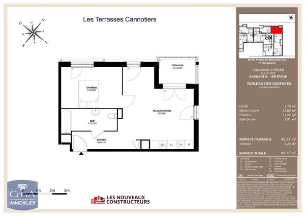 Appartement à louer 2 pièces 45.21m² Meaux (77100)