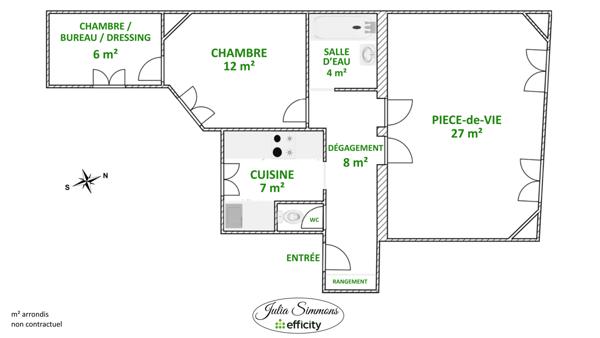 Appartement 3 pièces - 66 m² Exclusivité efficity