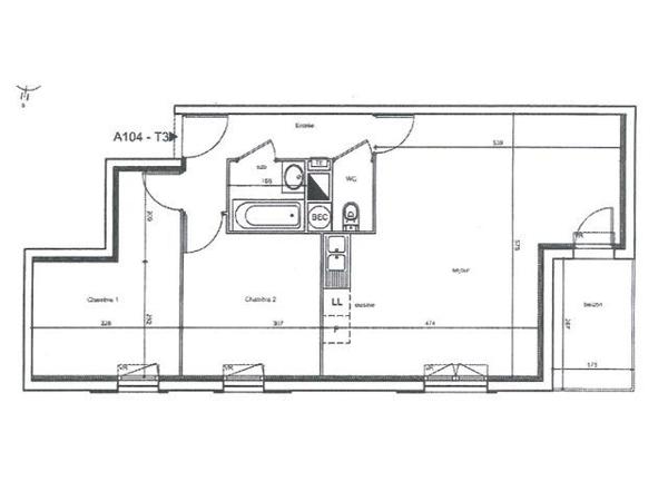 Location appartement 3 pièce(s) 60 m²