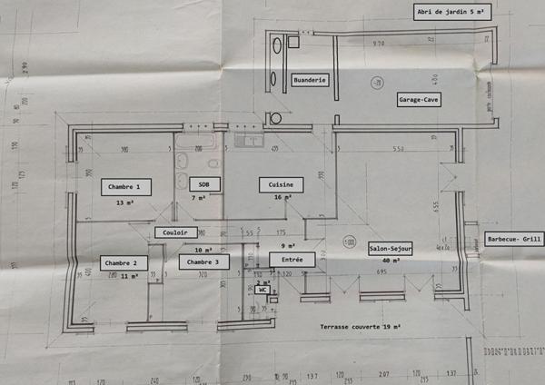 MAISON 120 m² - 6 PIECES - GARAGE 30 m² - TERRAIN  1189 m²
