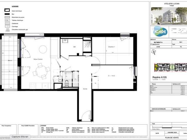Location Appartement 3 pièces 64.08 m² - ATELIER LUCINA - 249 RUE JEAN JAURES Trelaze 49800
