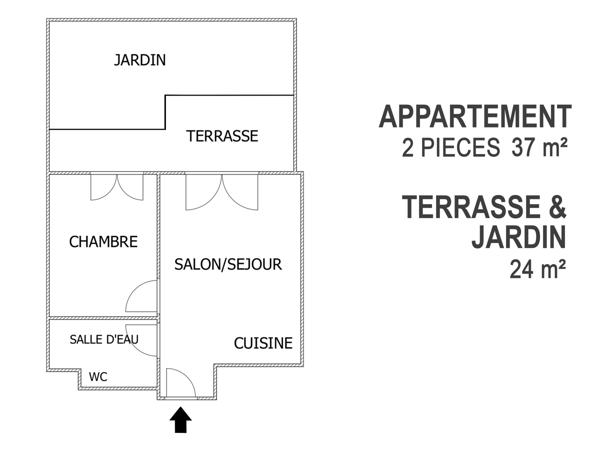 Appartement 2 pièces - 37 m² Exclusivité efficity