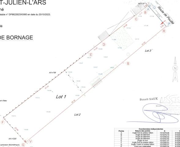 Terrain constructible à vendre de 3386 m² au calme à SAINT JULIEN L'ARS