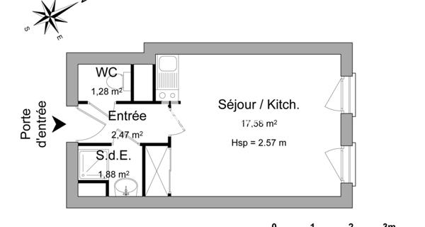 Location Studio 23.21 m² - Montpellier 34000