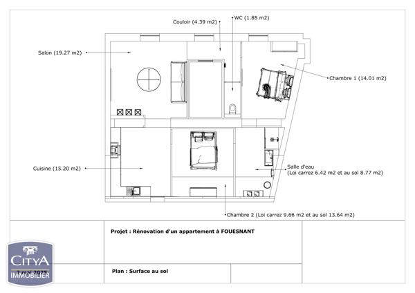 Appartement à vendre 3 pièces 70.8m² Fouesnant (29170)