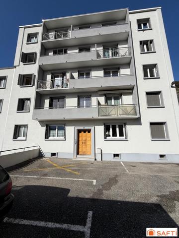 appartement type 3 en RDC, rénovation à prévoir. une grande cave et un garage fermè complète le bien dans une copropriété au calme à 10 minutes à pied du centre ville de Chambéry
