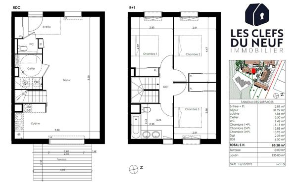Maison 4 pièces 90m² + jardin / terrasse + 2 parking !