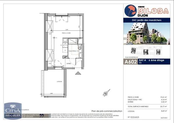 Appartement à louer 1 pièce 25.59m² Dijon (21000)