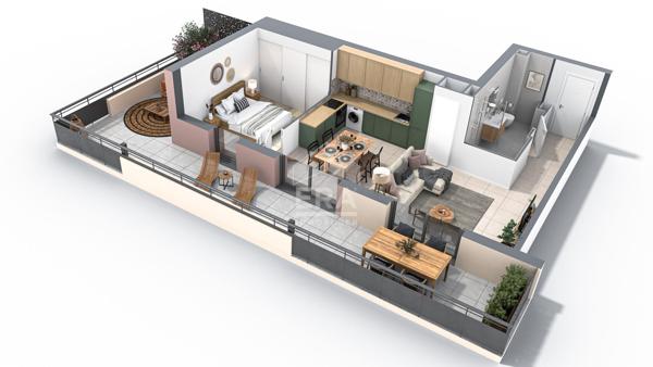 Appartement Neuf , Sisteron  04200 2 pièce(s) 45.47 m2 +  terrasse de 10m²  , Lot 205
