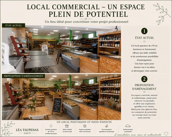 Beau local commercial clé en main murs + fonds