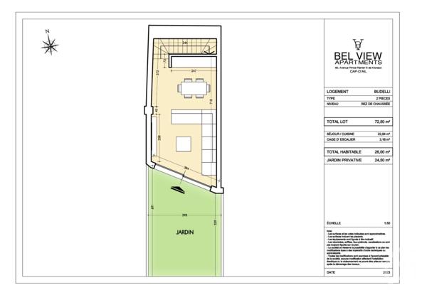 Appartement F2 à vendre  2 pièces - 48 m2 CAP D AIL - 06