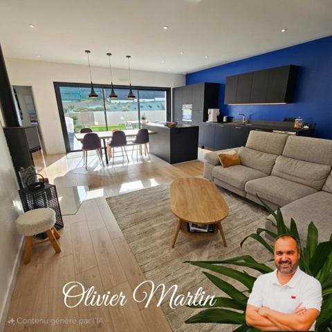 Pavillon de plain-pied – 6 pièces – 114 m² – terrain 433 m² – normes RE2020 construction récente.