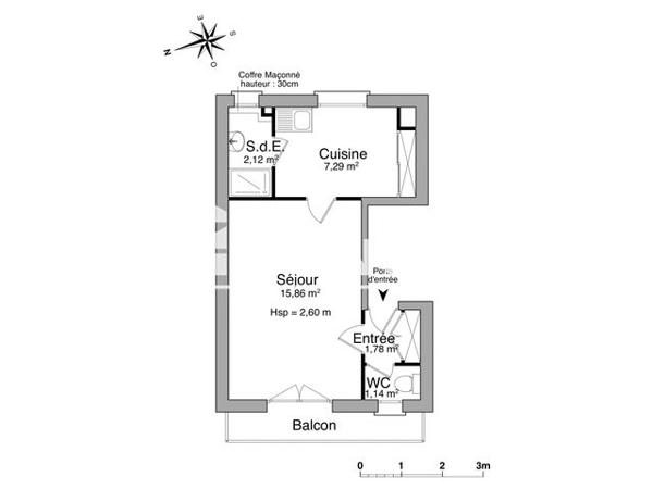 Location Studio 28.19 m² - 3 RUE DE TUNIS La Rochelle 17000