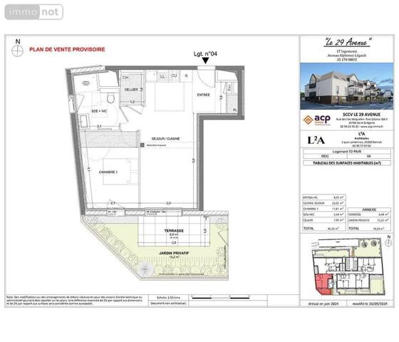 Achat - Appartement Bruz 35170 2 pièces 45 m 2 19 m 2