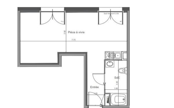 Appartement à vendre    1 pièce • 35,63 m2 Saint-Jean-de-la-Ruelle