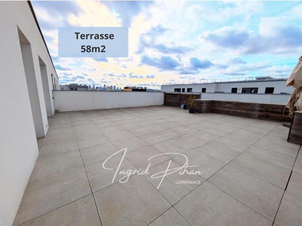 Apt T3 de 65m2 + TERRASSE de 58M2 - PARKING - DERNIER ETAGE - COEUR DE VILLE de BEZONS (95)