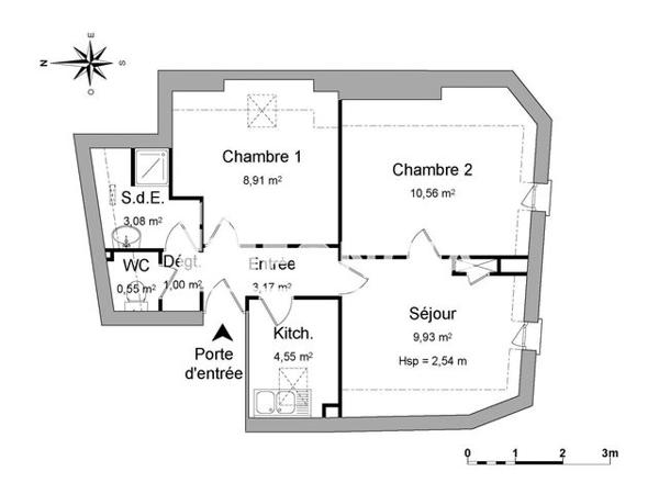 Location Appartement 2 pièces 41.8 m² - 30 QUAI DE PORTILLON Saint Cyr Sur Loire 37540