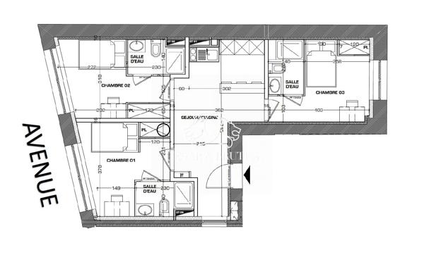 Appartement T4, 3 chambres colocation