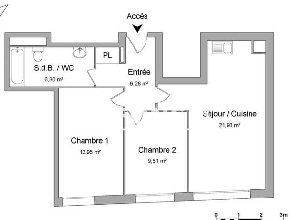 Location Appartement 3 pièces 56.94 m² - 8 AVENUE JEAN JAURES Brou Sur Chantereine 77177