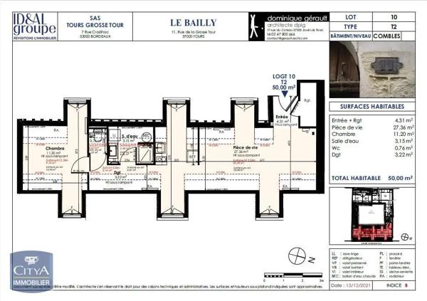 Appartement à louer 2 pièces 49.51m²