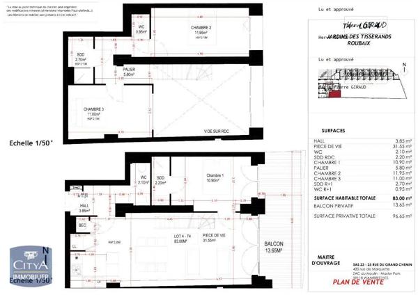 Appartement à louer 4 pièces 83m²