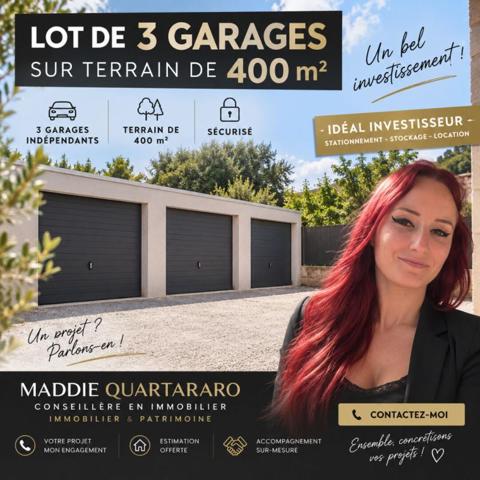 Lot de 3 garages sur terrain de 539m2 emplacement 1er choix