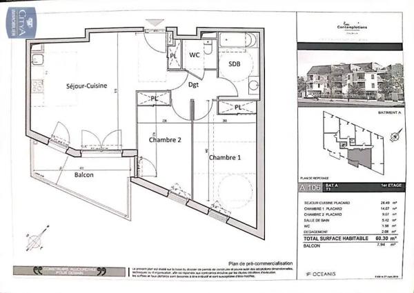 Appartement à louer 3 pièces 60.3m² Gretz-Armainvilliers (77220)