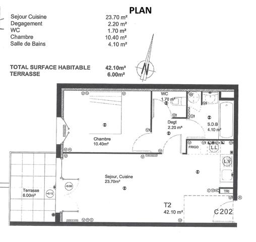 Appartement 2 pièces - 42 m² Exclusivité efficity