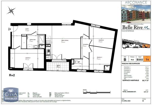 Vente appartement 4 pièces de 85.71m²